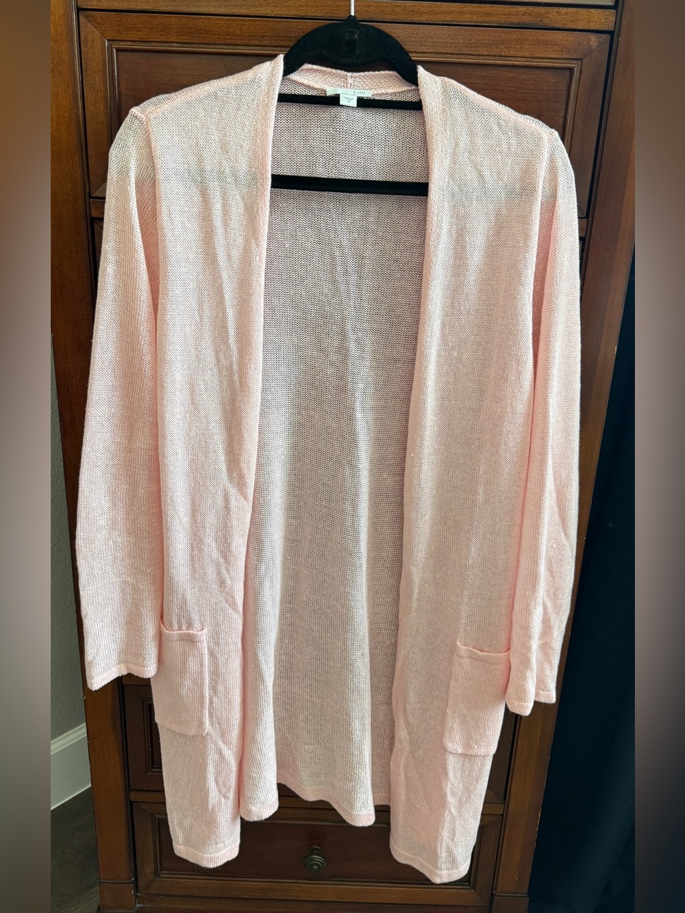 J. Jill Light Pink Open-Front Knit Cardigan